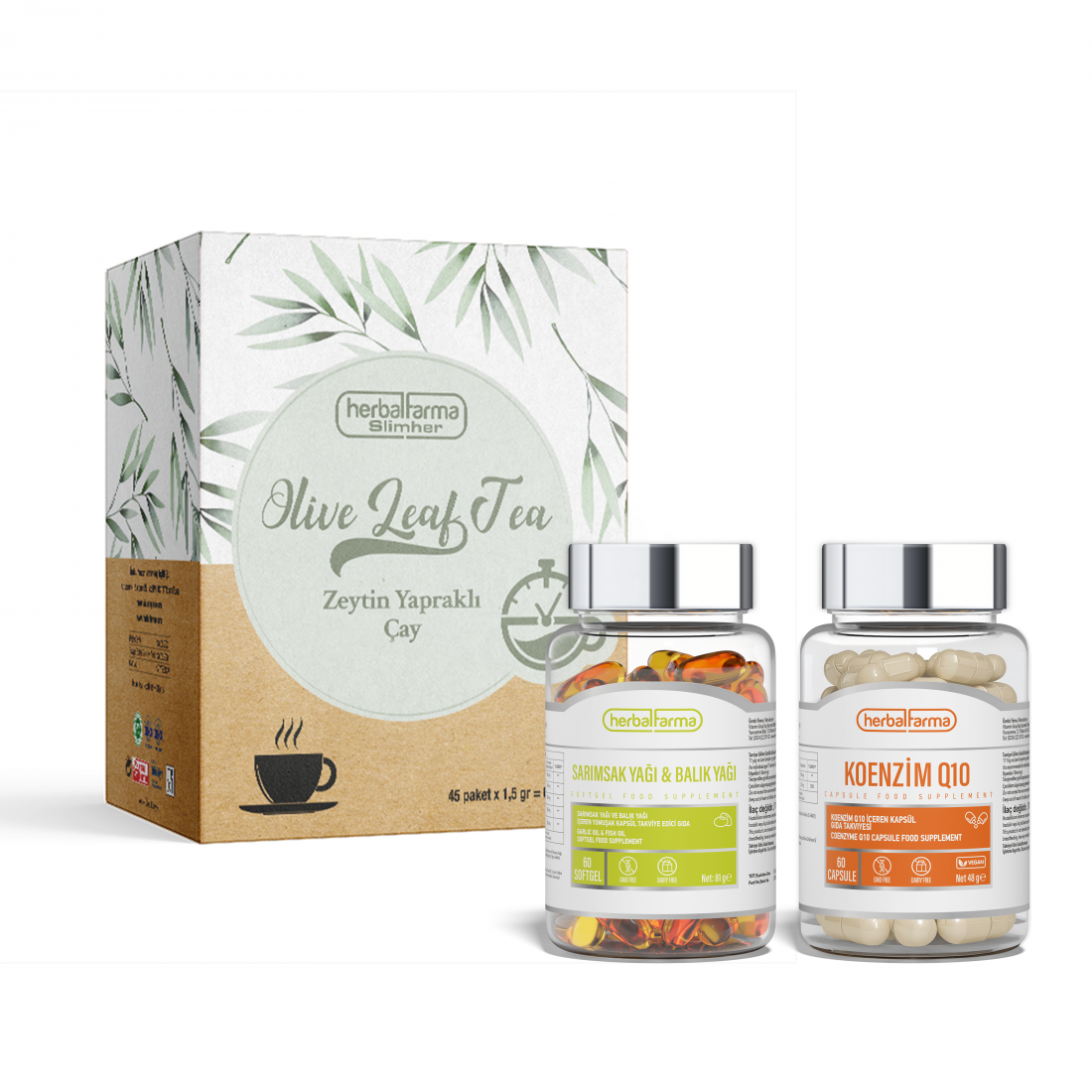 Zeytin Yapraklı Çay - Sarımsak Yağı & Balık Yağı - Koenzim Q10