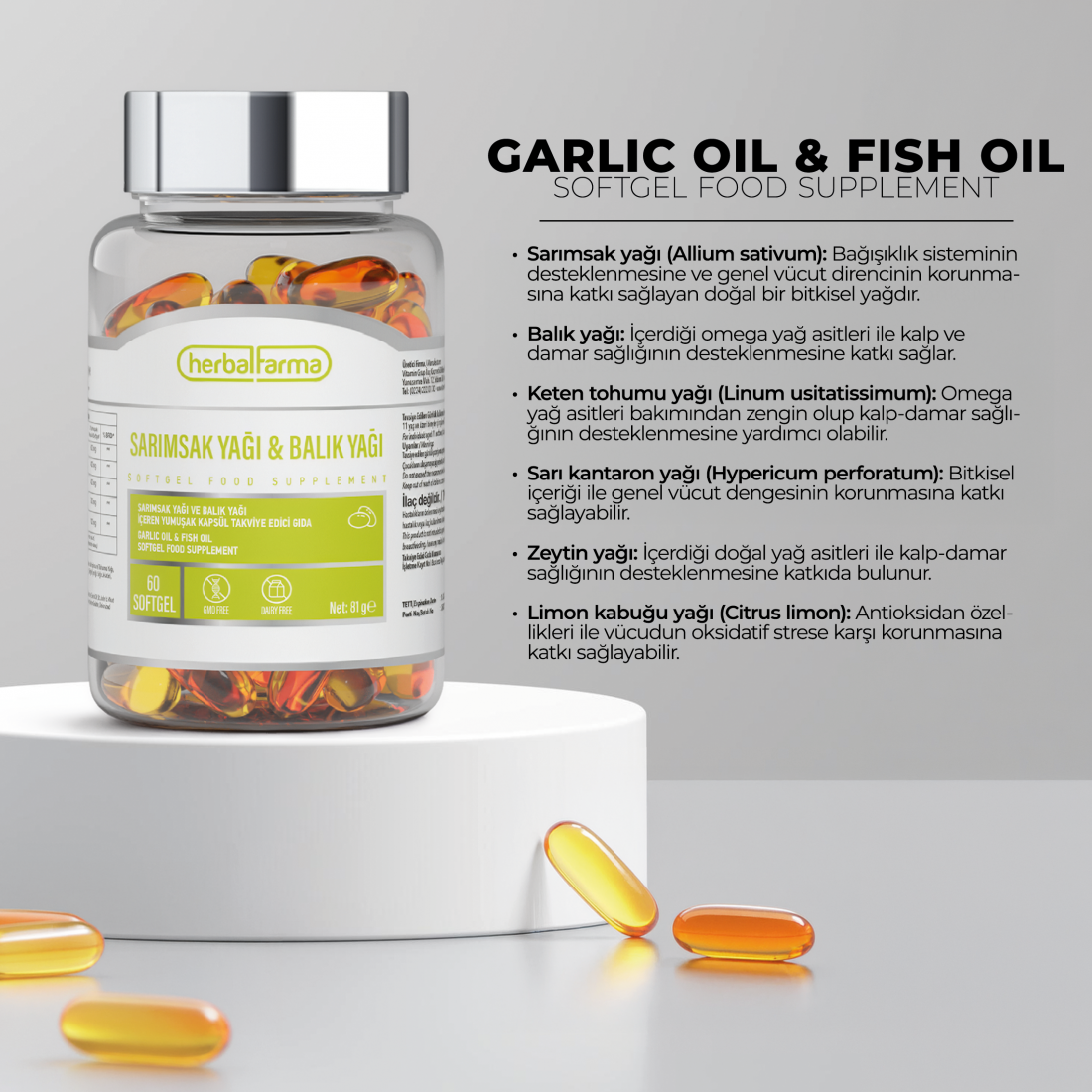 Sarımsak Yağı ve Balık Yağı Softgel